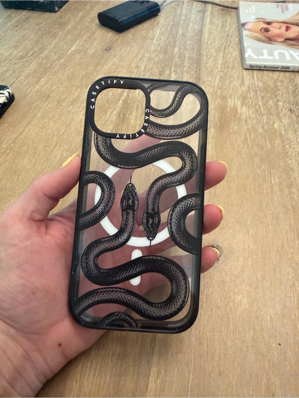 Casetify Black Snake Clear iPhone 15 Case - Bold Reptile Motif
